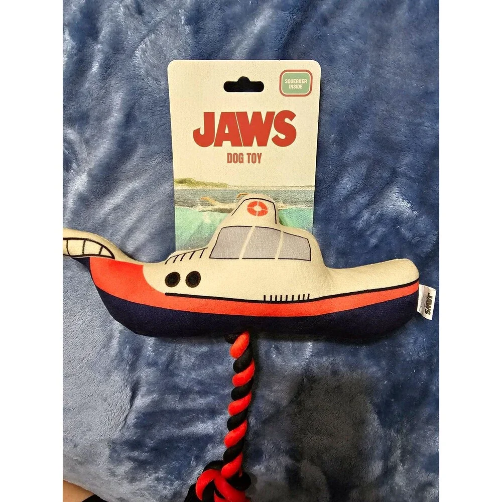 JAWS Plush Squeaky Stuffed Dog Toy Boat w/ Rope Tug Small Dog (UN304) NWT